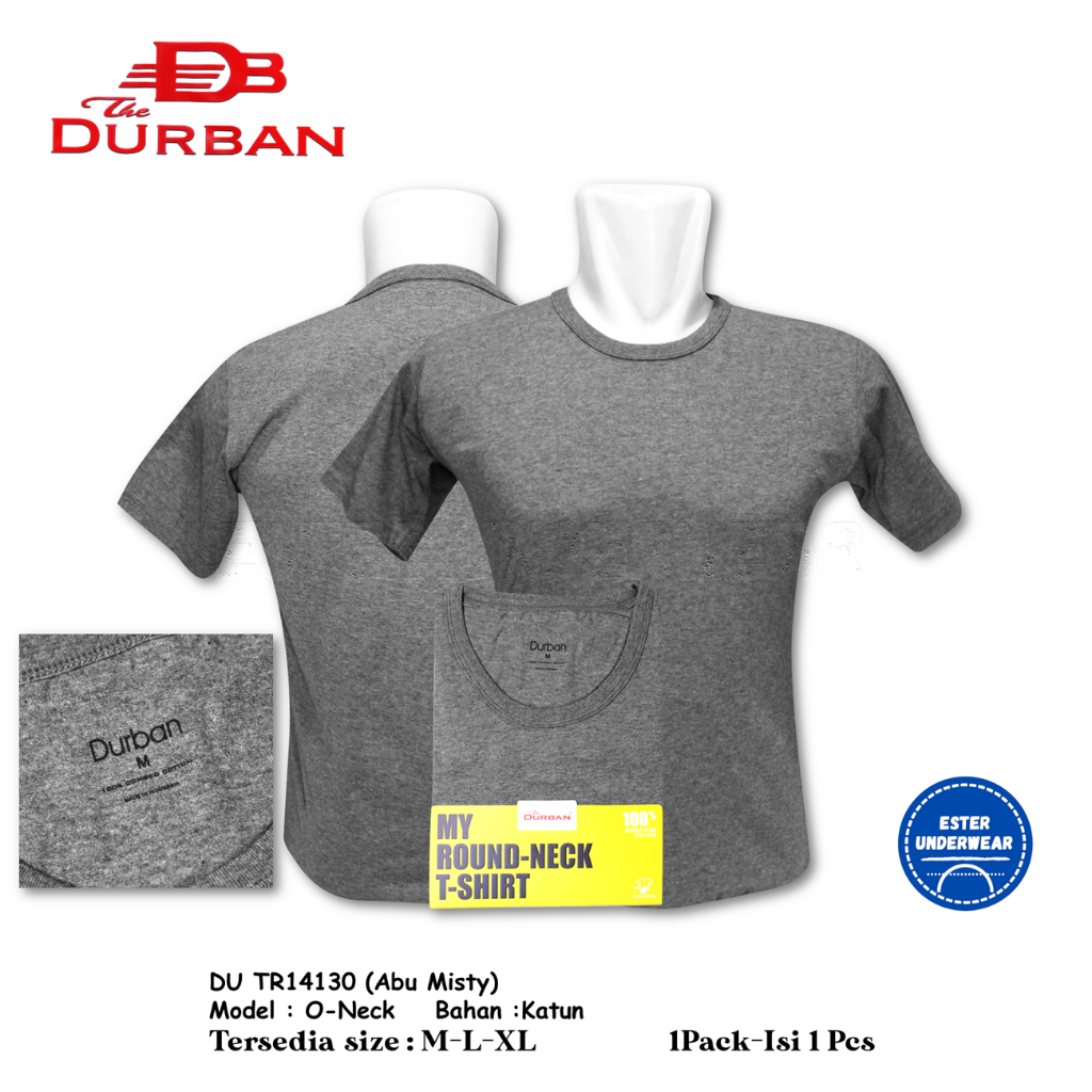 Kaos Dalam Oblong Pria Durban O-Neck DU TR 14130 Abu Isi-1 Pcs/Pack