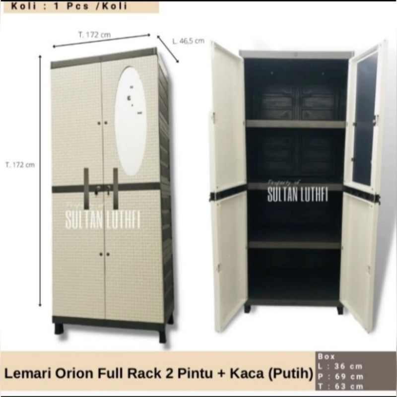 LEMARI PLASTIK GANTUNGAN JUMBO CERMIN ORION PUTIH