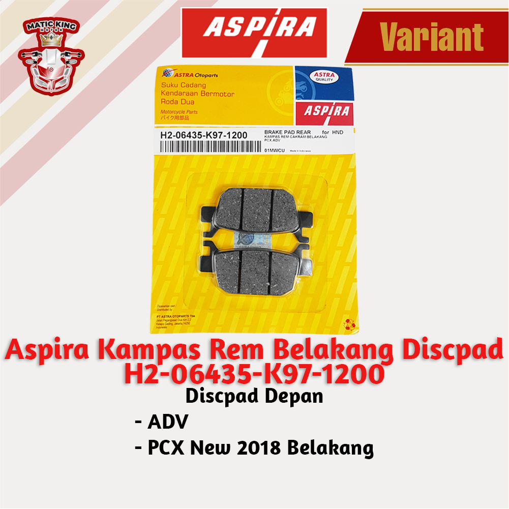 Kampas rem dispad discpad depan belakang Honda Vario 150 Fi ESP Aspira Astra Otoparts H2-06455-K59-1200