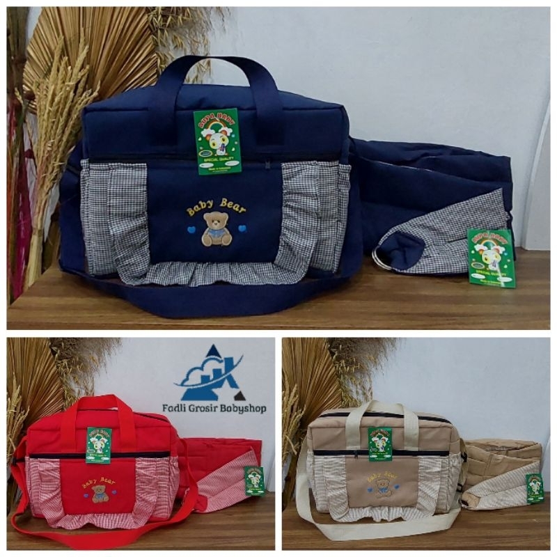 Satu Paket (2 in 1) Tas Besar Fadli Bordir Dan Gendongan Bayi Samping Polos Terbaru