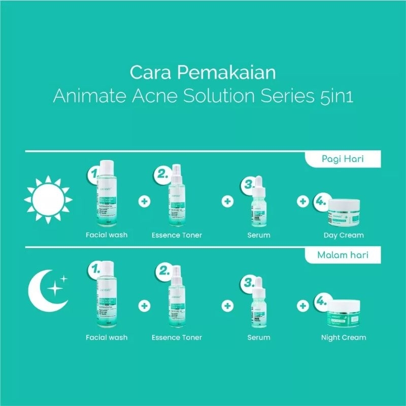 ANIMATE Skincare Satuan | Facial Wash - Toner - Serum - Day Cream - Night Cream