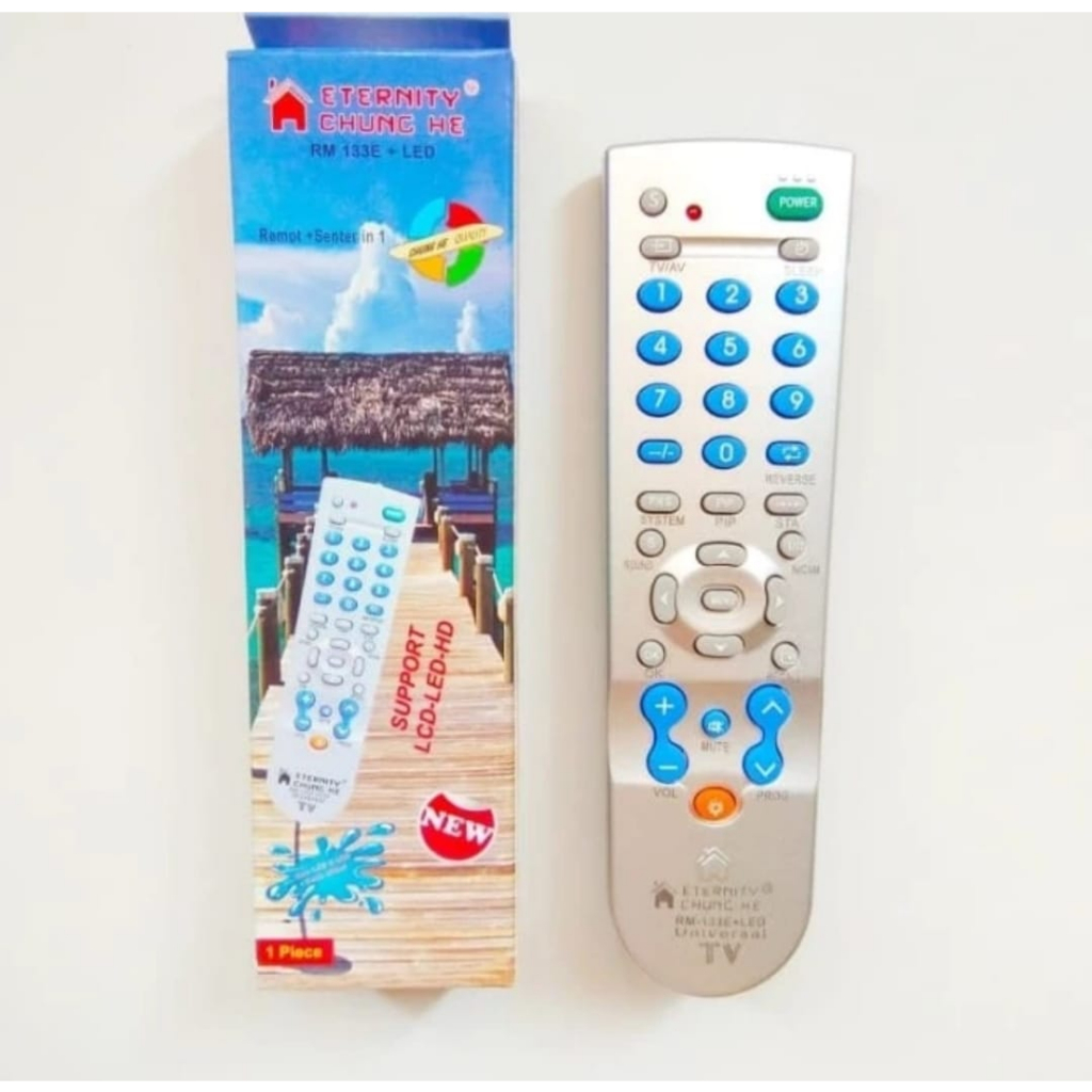 Remote Multi TV Universal Tabung LCD LED Chunghe RM 133E +LED Senter / remote universal