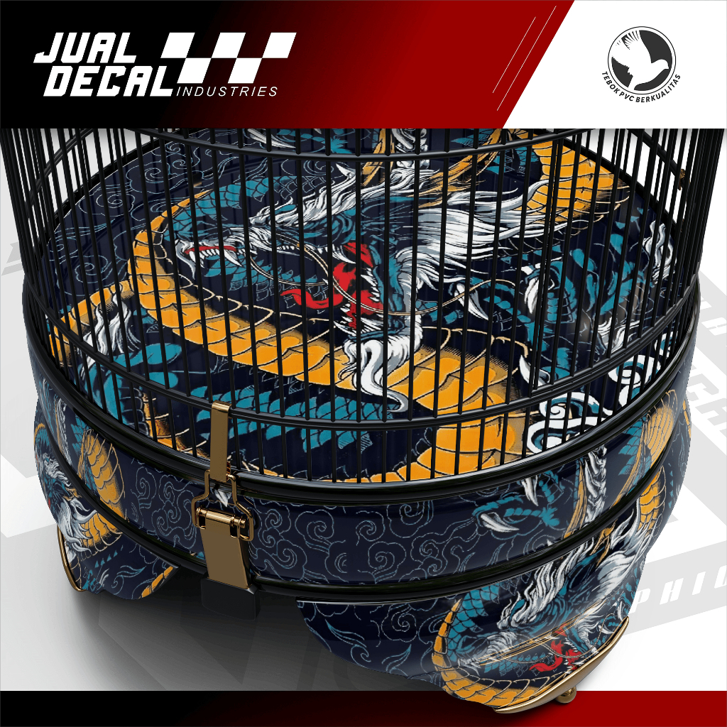 Artavela45 Stiker Sangkar Burung Lovebird Naga Dragon Decal Tebok Love Bird Custom Variasi