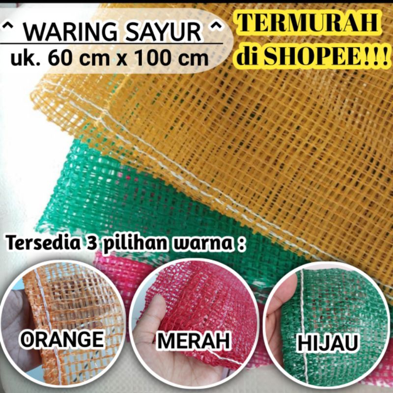 Waring Sayur uk. 60 cm x 100 cm, Jaring Buah, Waring Buah, Karung Bawang, Karung Kentang, Jaring Say