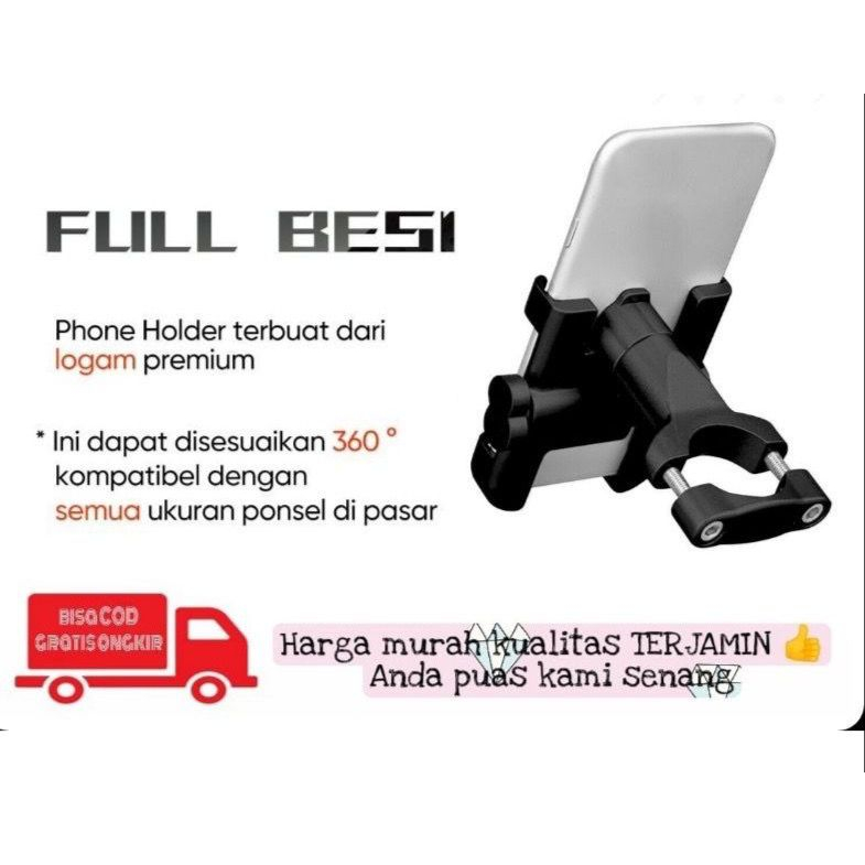 Holder Stand Motor Besi C1 HM22 HM-22 Phone Stand handphone senderan dudukan hape alat penyangga hp cocok sepeda dan motor