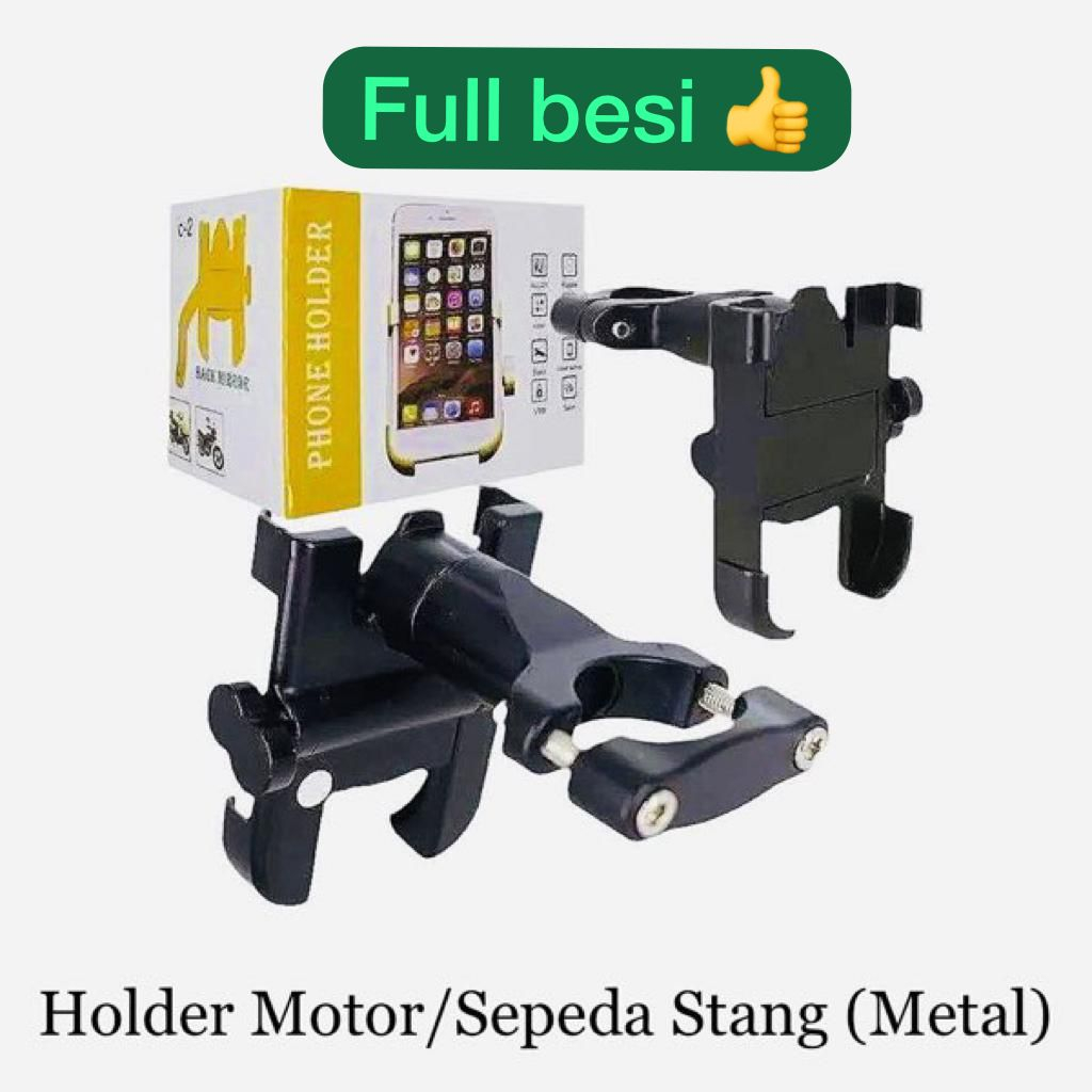 C1 holder stang sepeda motor full besi holder hp motor stand aluminium C1 universal holder stand sepeda motor