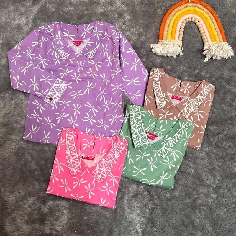 Blus Batik Anak Lengan Panjang Hesti Pink Hijau Sage Ungu Coksu Blus Batik Anak Lengan Panjang Motif