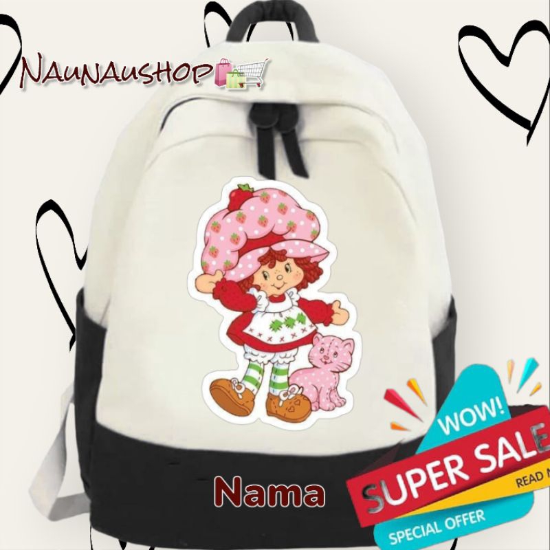 tas ransel anak perempuan STRAWBERRY SHORTCAKE (free nama)