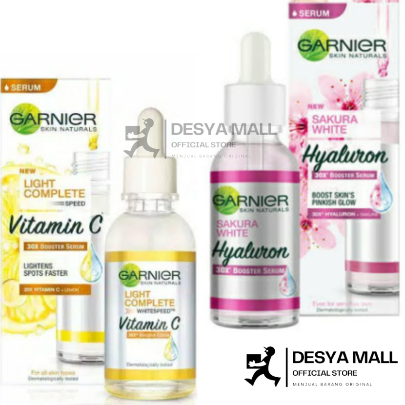 Garnier Light Complete Vitamin C Booster Serum 30ml / Garnier Sakura White Hyaluron Booster Serum / 
