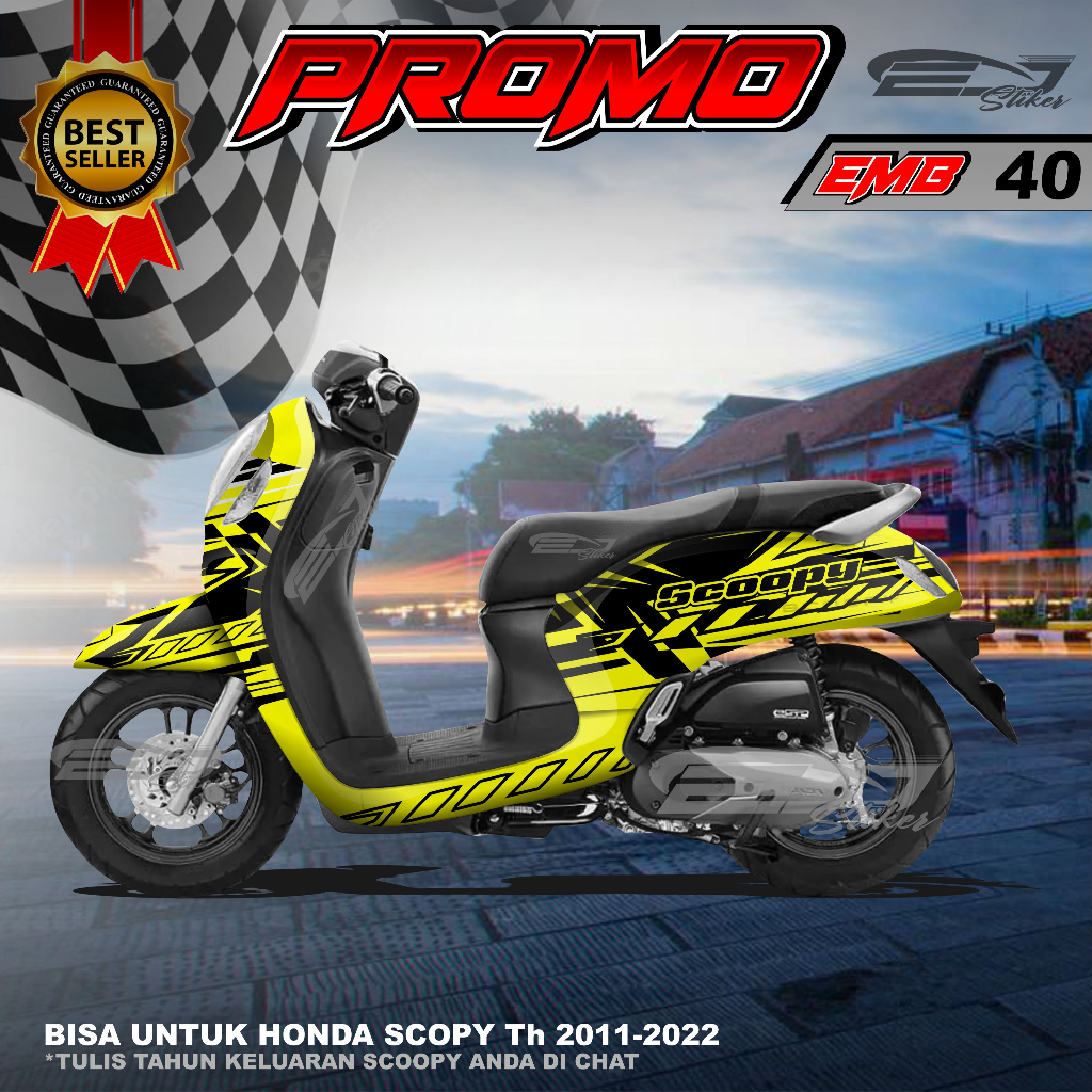 STIKER FULL BODY SCOOPY 2011/2022 NEW TEKS BASIC-STIKER MOTOR BODY DECAL SCOOPY CUSTOM-EMB40