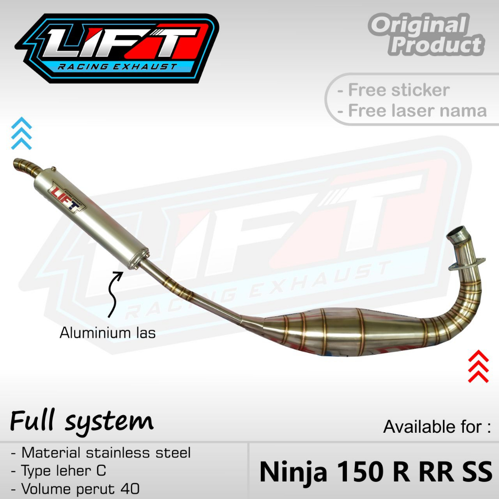 Knalpot Racing Ninja R RR SS 2 Tak Kolong Stainless Silencer Aluminium Las Kenalpot Lift Original