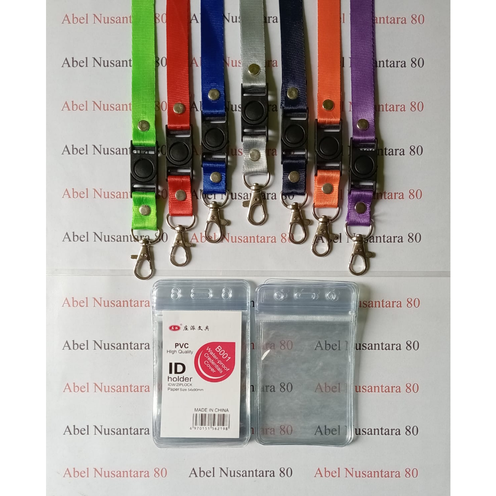 Paket ID Card Zipper 6,5x9CM + Tali Kait Stofer 1.5CM Isi (10 Paket)