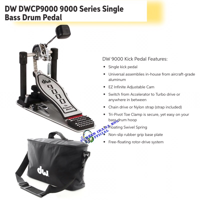 DW DWCP9000 SINGLE BASS DRUM PEDAL - SINGLE PEDAL DRUM w/ BAG
