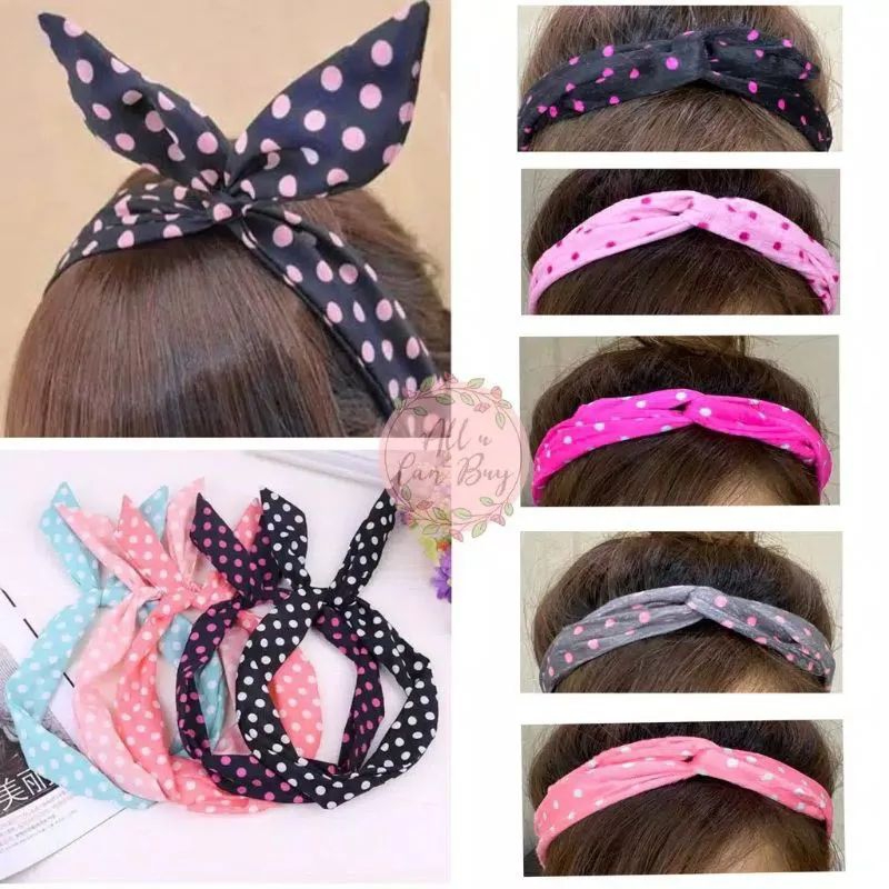 Bandanda rambut pita kawat//Bandanda rambut kawat  model pocong {12 pcs}