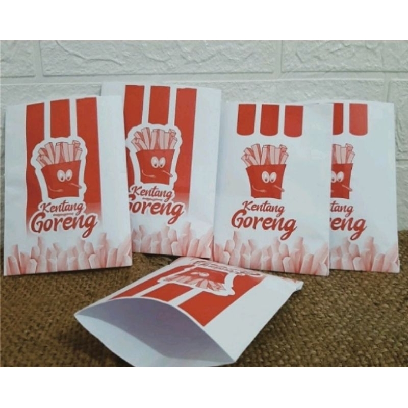 

Kantong kentang french fries, kertas bungkus kantong kentang goreng, wrap pack isi 50pc