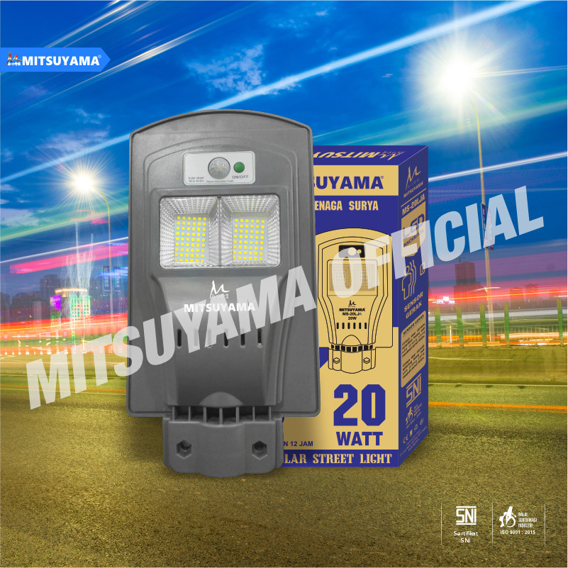 Lampu Jalan LED Tenaga Surya 20 Watt Sensor Gerak Mitsuyama MS-20 LJA