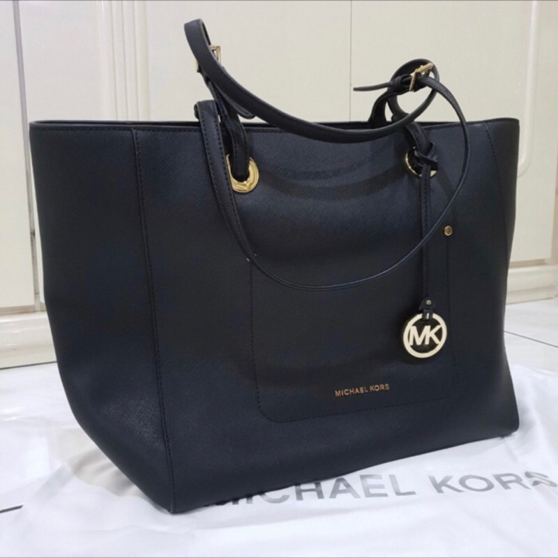 [new] Tas MK (Michael Kors) Original Leather Tote Bag black/hitam