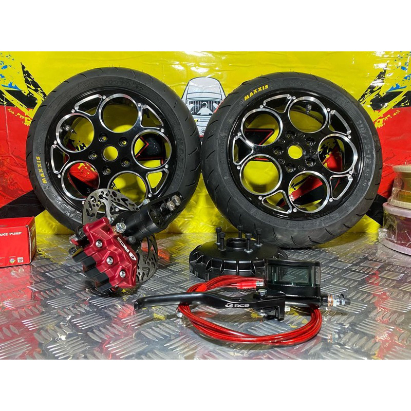 Paket Upgrade Ring 12 Vespa include Cakram set RCB Velg model Marus | Candra Scooter Garage