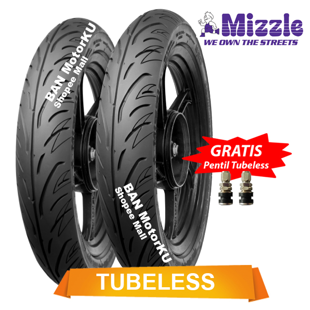 Paket Mizzle M 22 ( M22 ) ukuran 70/90-14 & 80/90-14 Tubeless Ban Motor Matic (Free Pentil Tubeless)