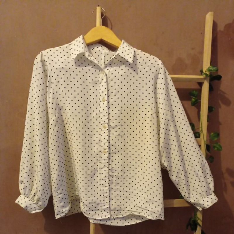 blouse polkadot tangan balon ld 120