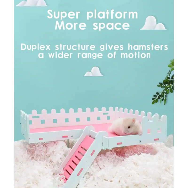 Pink Putih Mainan Rumah Kandang Hamster DIY Tempat Tidur Pet House Wooden Hamtaro Guinea Pig Aksesor