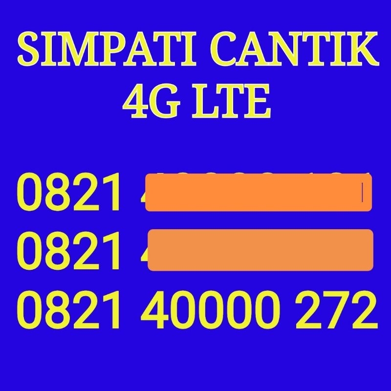 0821 40000 ABA Kartu perdana simpati cantik seri mudah di ingat langka