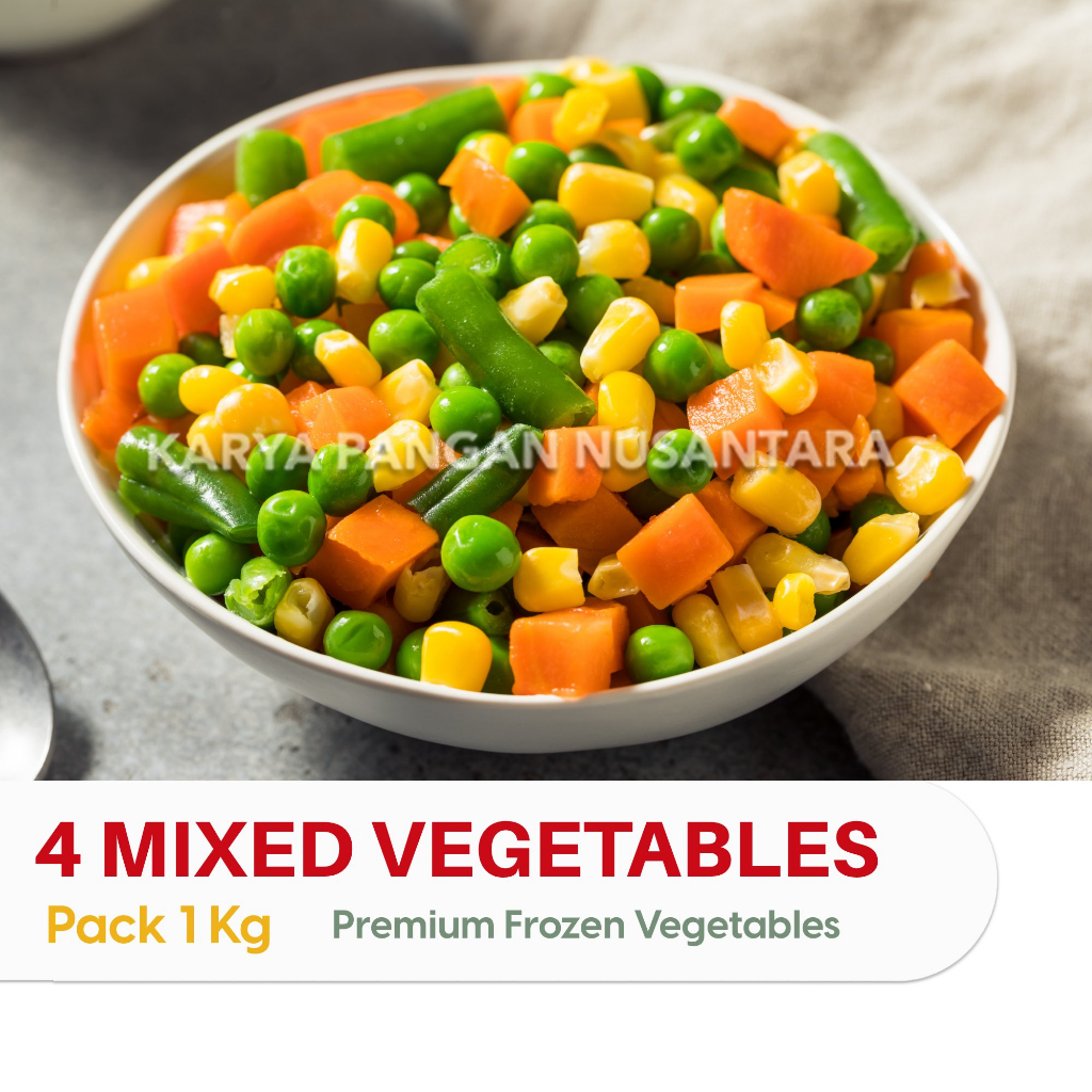 

FROZEN MIXED VEGETABLES 4 WAY FROZEN MIX 4 WAY VEGETABLES SAYUR CAMPUR PACK 1 KG