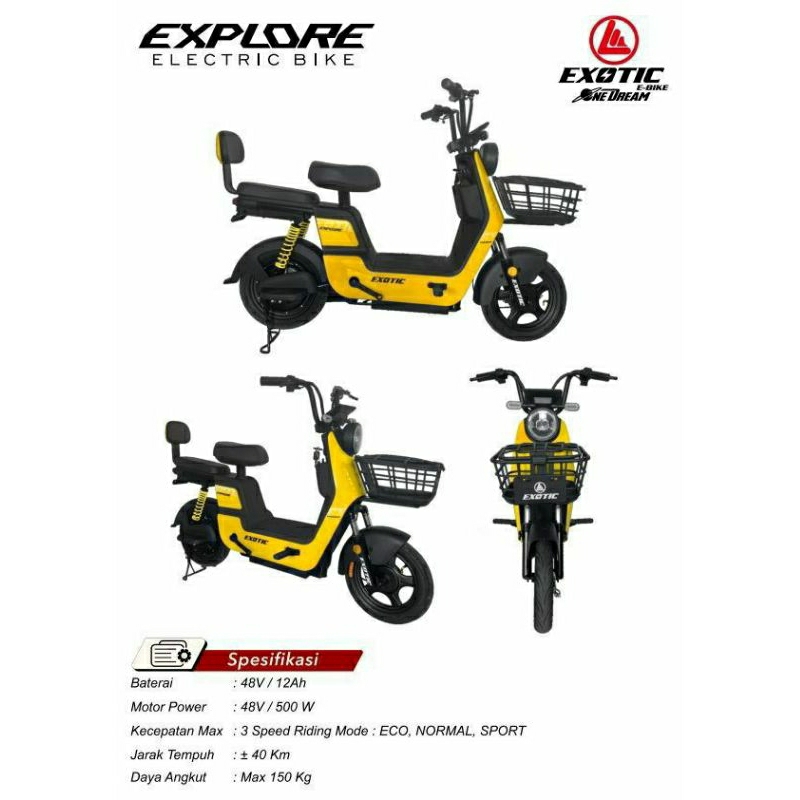 Sepeda Listrik EXOTIC EXPLORE 500 Watt Electric E Bike BY PACIFIC