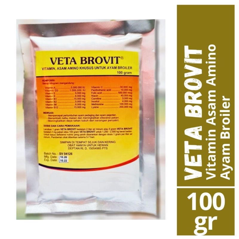 Veta Brovit 100 gram - Vitamin Asam Amino Untuk Ayam Broiler