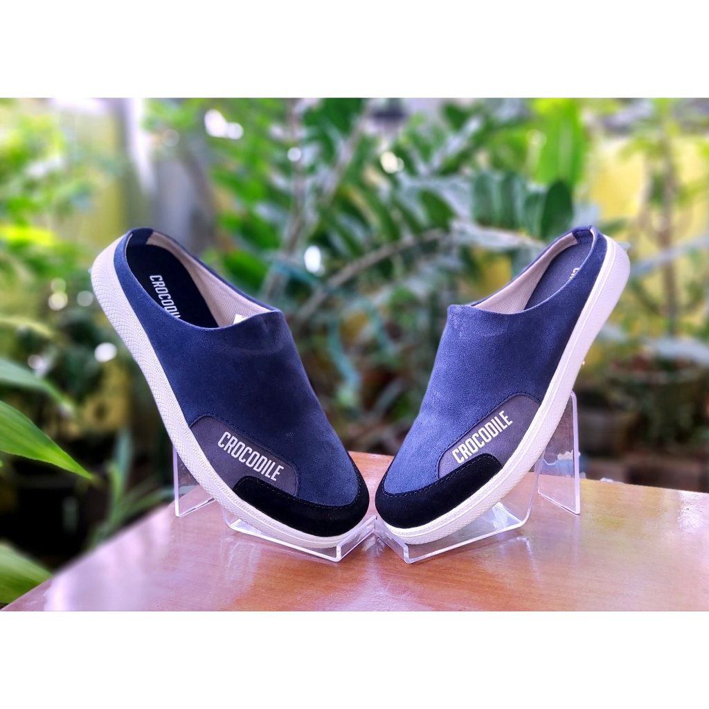 Sepatu Sendal Pria Slop Bustong Crocodile Kulit Suede Berkualitas Sendal Casual Selop Pansus Tutong 