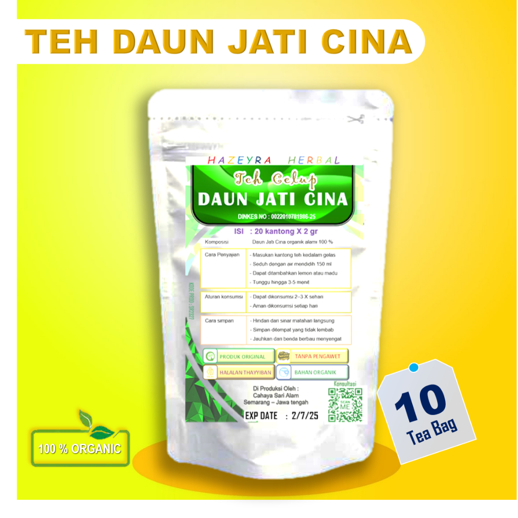 

Langsing alami Teh Celup Daun Jati Cina Herbal organik 100% Peluntur Lemak Terampuh Melangsingkan tubuh detox lemak kolesterol melancarkan BAB Buang air besar perut buncit pria wanita