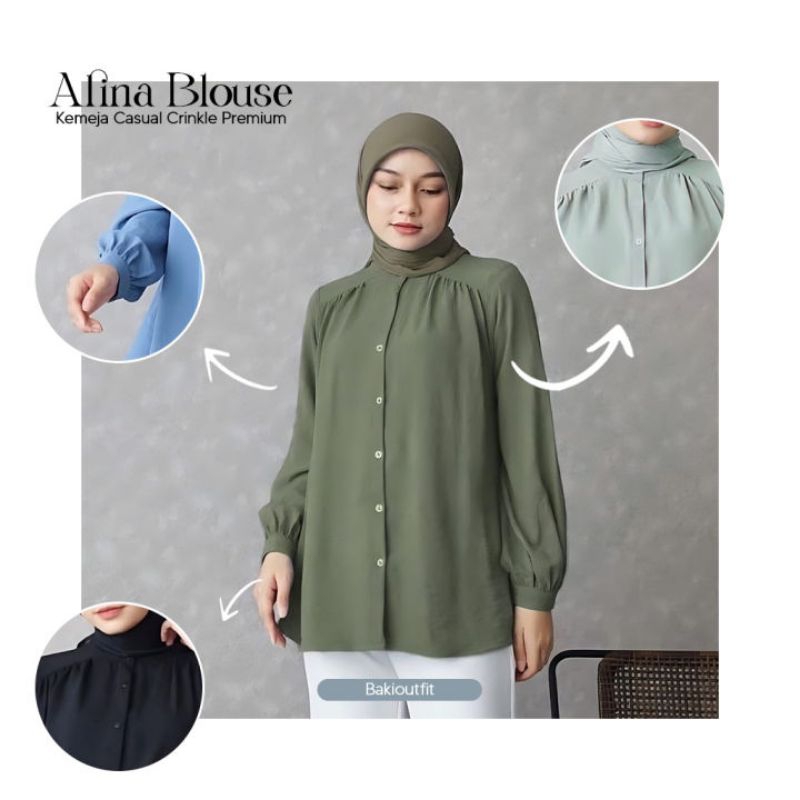 Alina Blouse Crinkle Wanita// Atasan Wanita Alina Blouse Crinkle  Polos