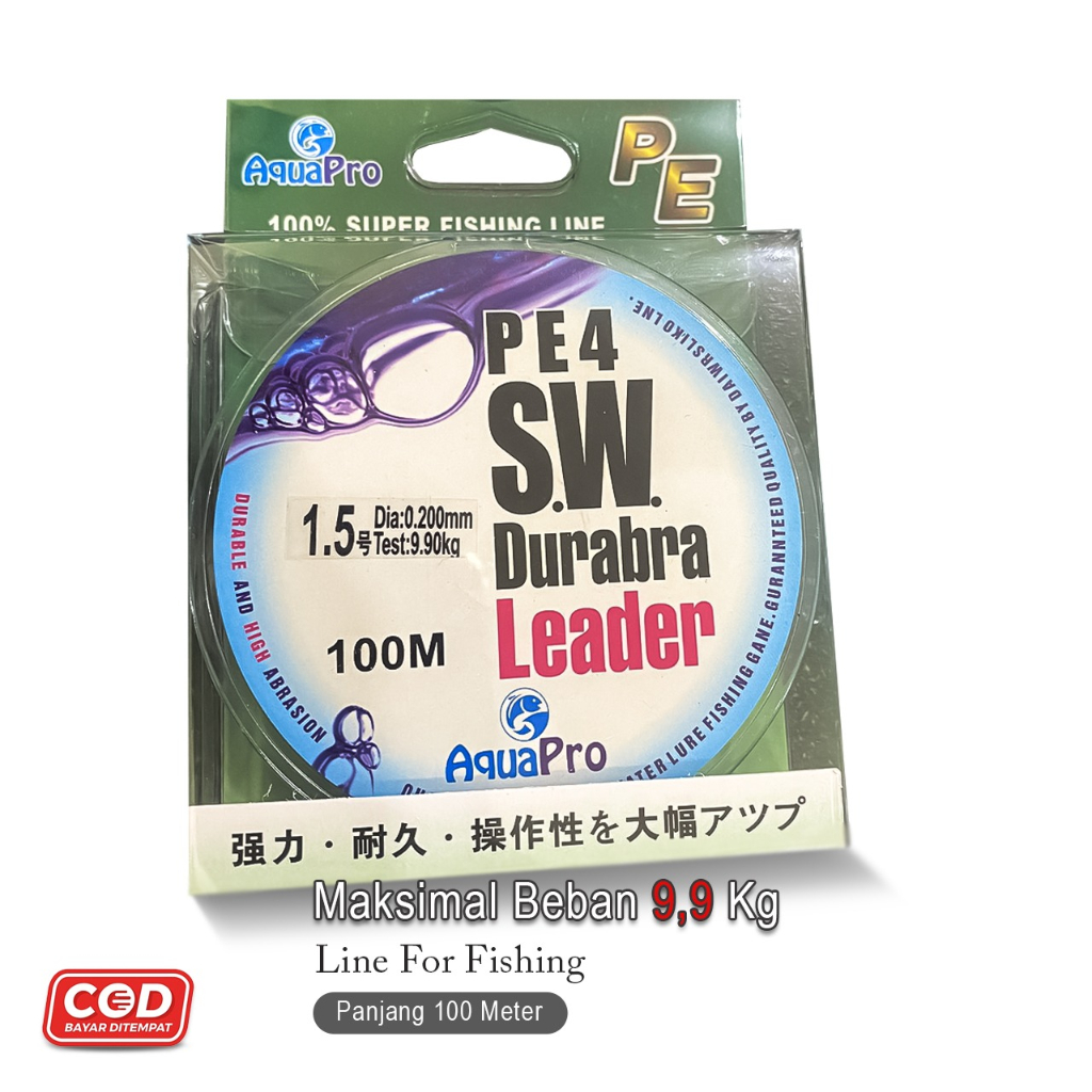 Senar Pancing SW Durabra Leader Warna Biru 100M PE 4 Helai Fishing Line Senar Pancing Fishing Line 100M Warna Biru PE Anyaman Anti Abrasi Dan Anti Kusut Fishing Line Pancing Fishing Gear Kuat Berkualitas