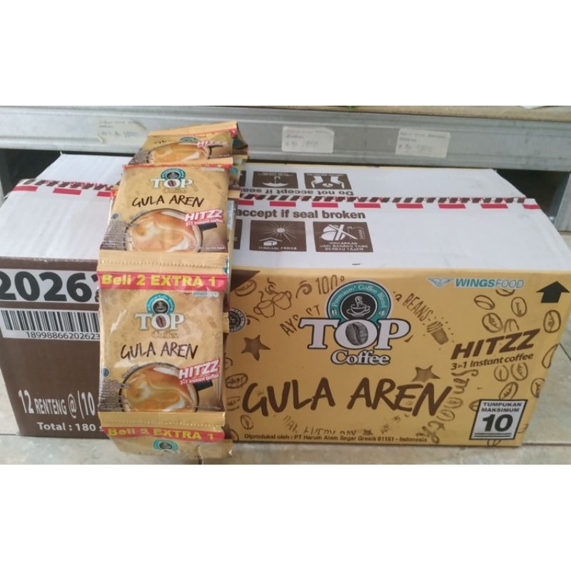 

kopi/kopi instan/kopi top gula aren/kopi sachet 1 renceng/renteng 15 sachet