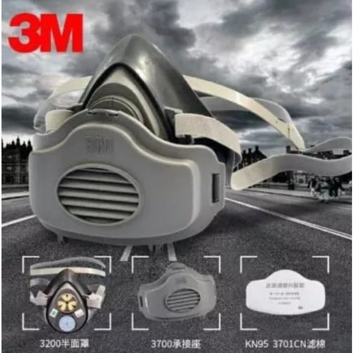Masker Gas Respirator 3M 3200 Single Cartridge Half Facepiece Respirator Industrial Gas Mask
