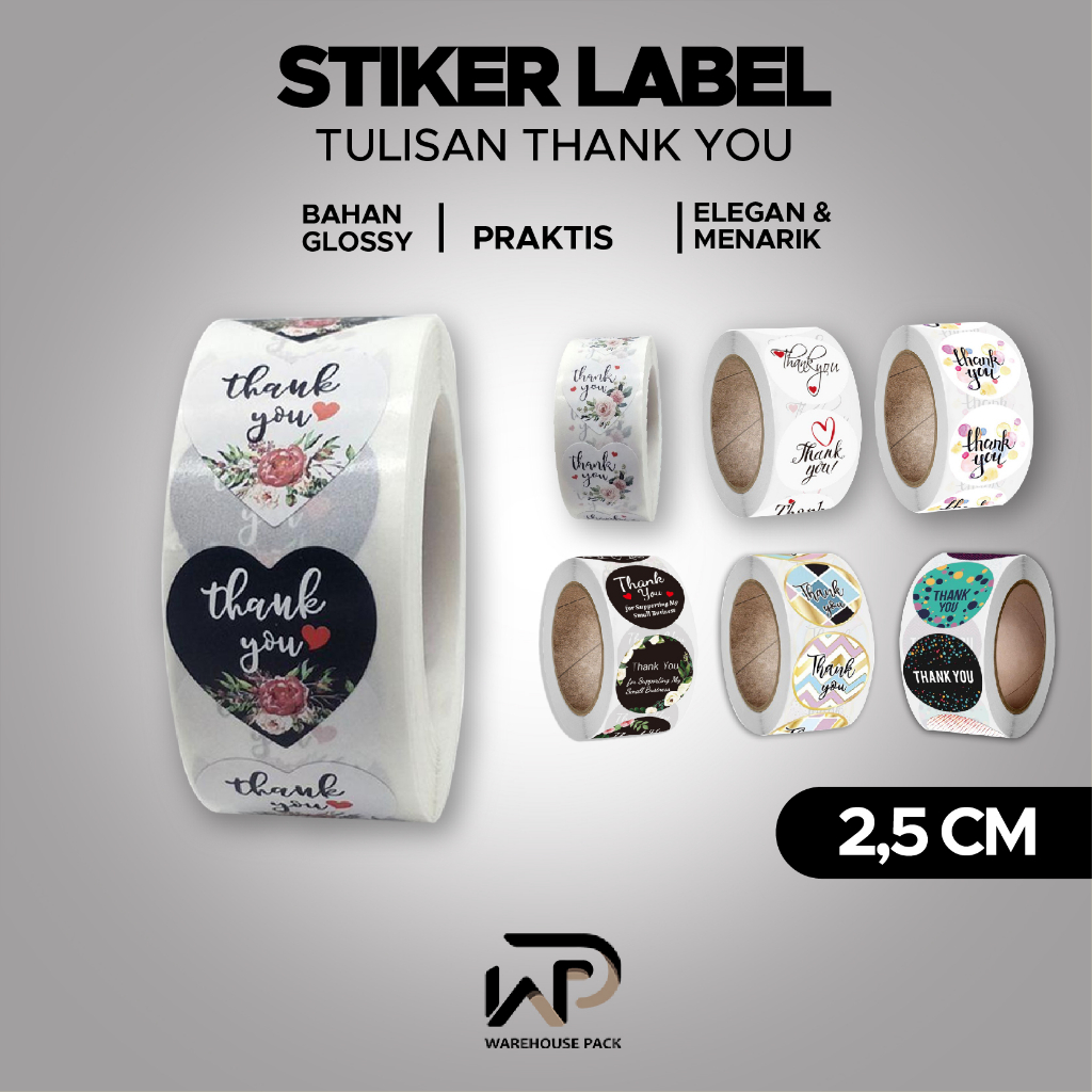 

1 roll (500 pcs) Stiker Label packing Thank You For Your Order