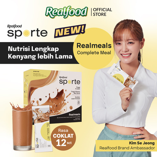 

Realfood Sporte Realmeals Minuman Tinggi Protein Rasa Coklat Original Halal