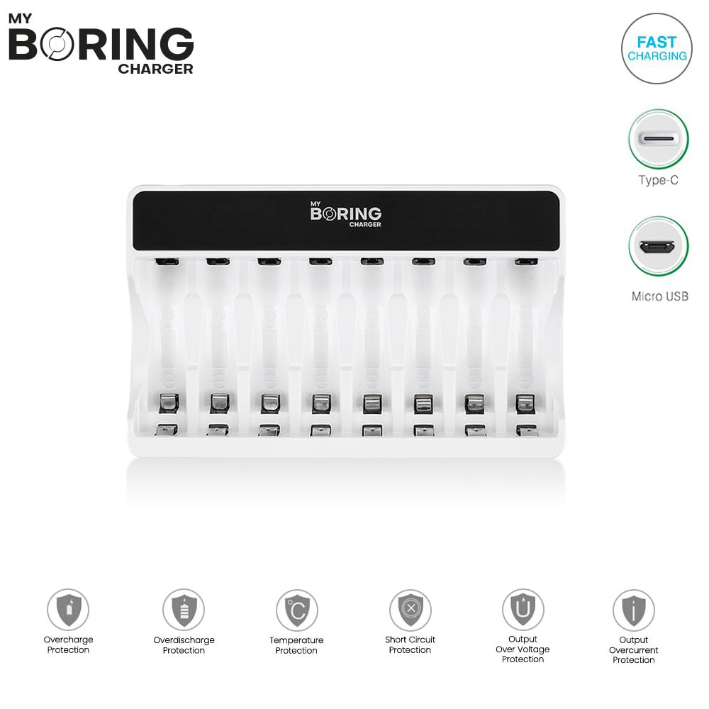 MY BORING Charger 8 Slot AA AAA Ni-MH Rechargeable Baterai Charger