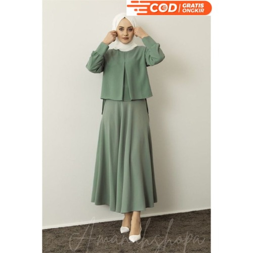Setcel Rayon Crinkle Airflow Milly 2 One Set Stelan Wanita Kekinian Bahan Kringkel Crinkle Airflow P