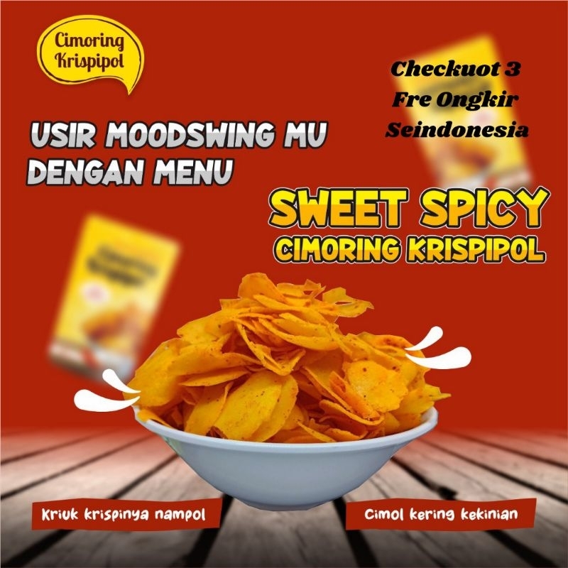 

Keripik Cimoring Krispypol Spicy Cemilan Instan Enak Pedas Jajanan Kekinian