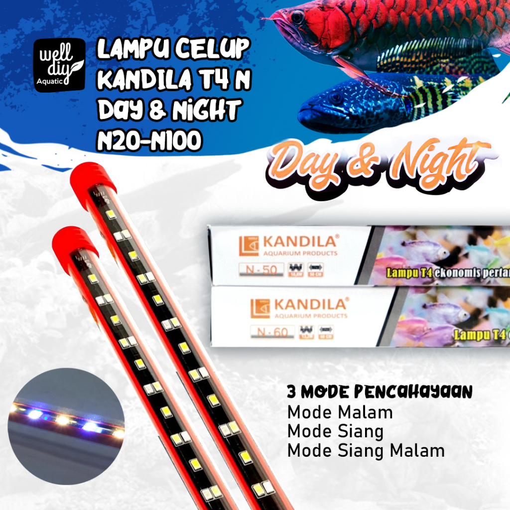 Lampu Celup Kandila T4 N Day and Night Aquarium Ikan Channa Koki Arwana