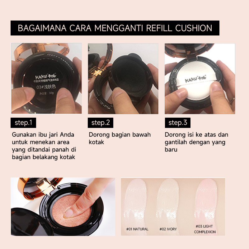 ULISI 2 IN1 Moisturising + Flawless Air Cushion Poreless Full Coverage BB Cream Make Delicate Nude MakeupO