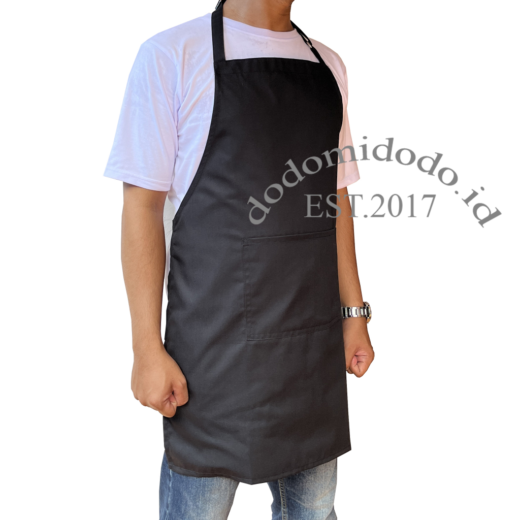 Apron Celemek Masak Full Size Apron / Celemek Masak Polos Hitam Dodo - Hitam
