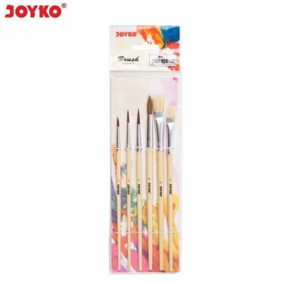 

Brush Kuas Joyko BR-1 set isi 6 / Kuas Cat Air, Cat Minyak, Lukis, Acrylic Joyko BR-1