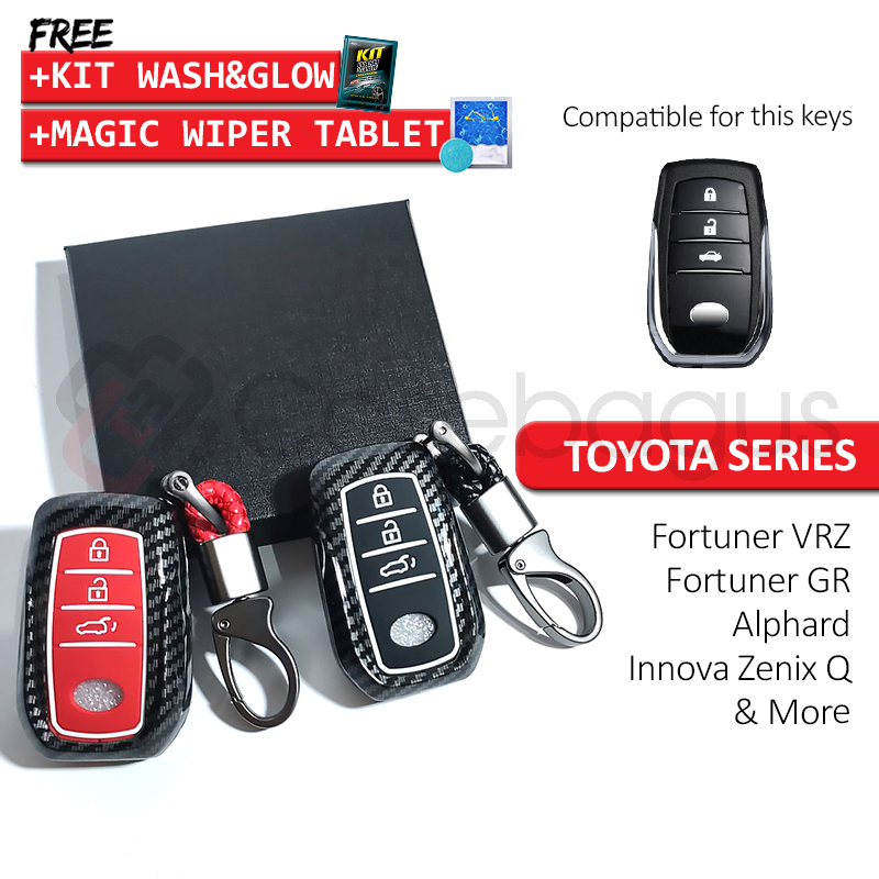 Toyota Fortuner VRZ Alphard - 2in1 Carbon Case Kunci Mobil Key Cover