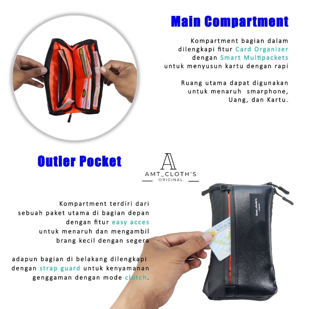 AMT Tas Selempang Pria Anti Air Sling Pouch Wallet Vector Waterproof Sling Bag Pria Anti Air Tas Distro Pria