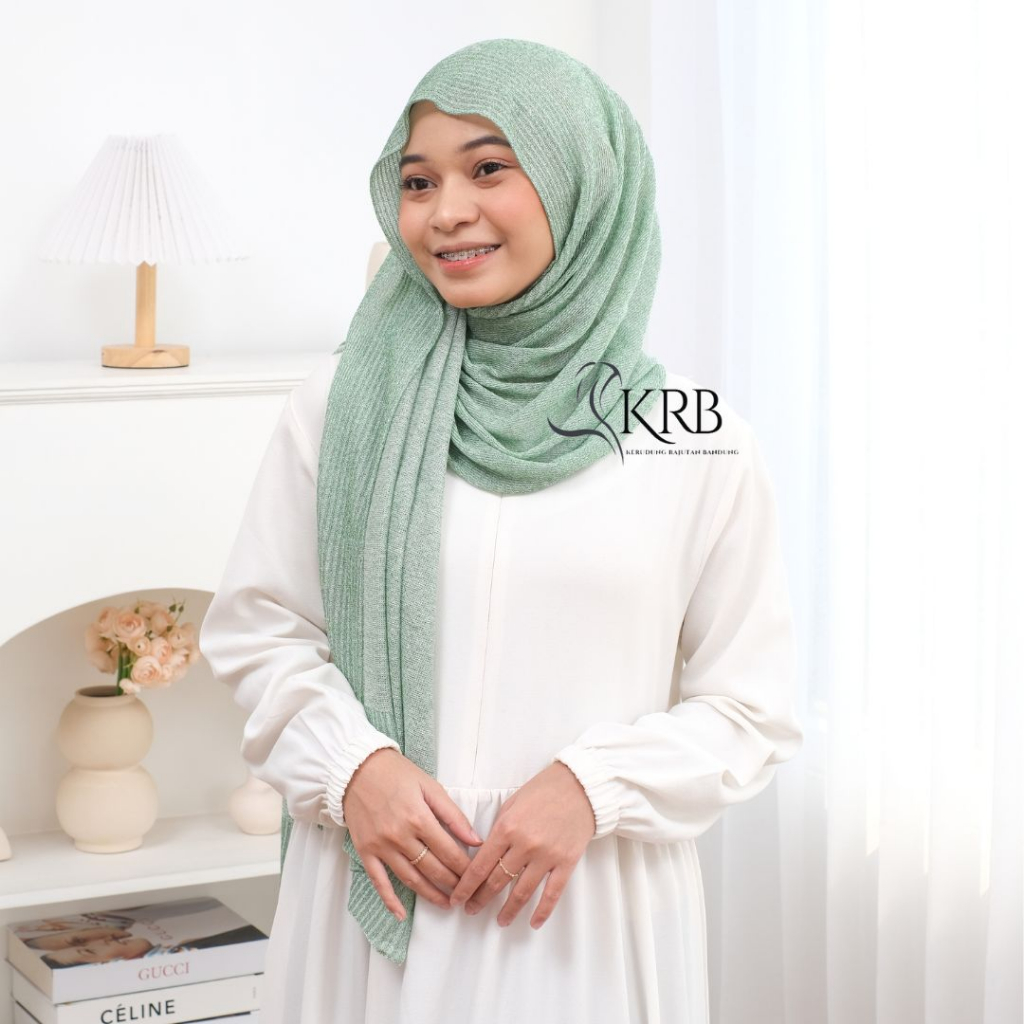 KRB | Pashmina Gliter Rajut HIJAU TOSCA - TOSCA TUA - TOSCA MUDA - PREMIUM - Kerudung Nikahan Wanita