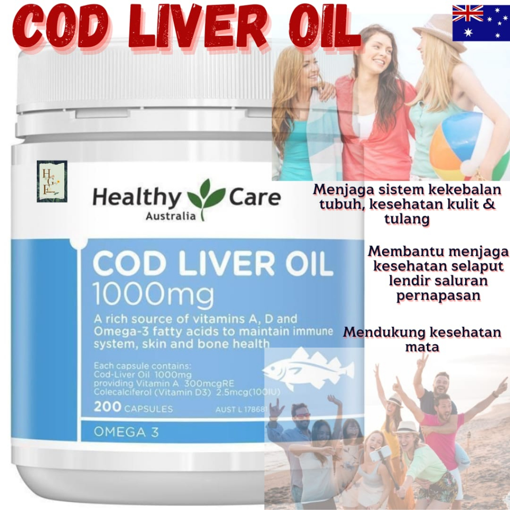 healthy care cod liver oil 1000mg 200 softgel capsules