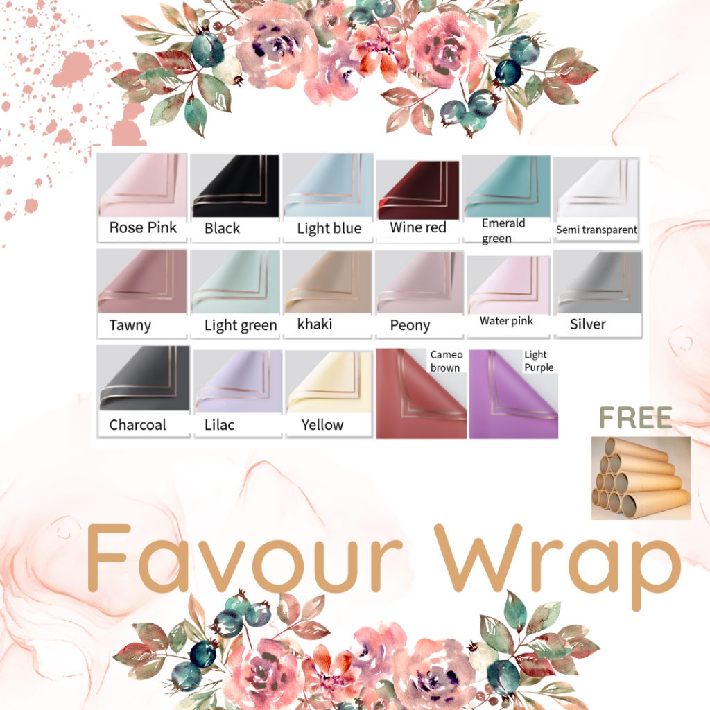 

[5 Lembar] Korean Cellophane Flower Wrapping Frame List Gold Kertas Buket Bunga Florist