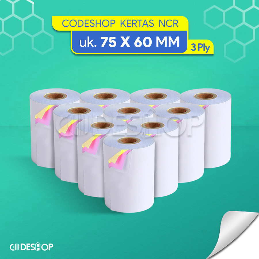 

Codeshop Kertas Struk Kasir Bahan NCR 75x60 mm 3 Rangkap 1 Pack